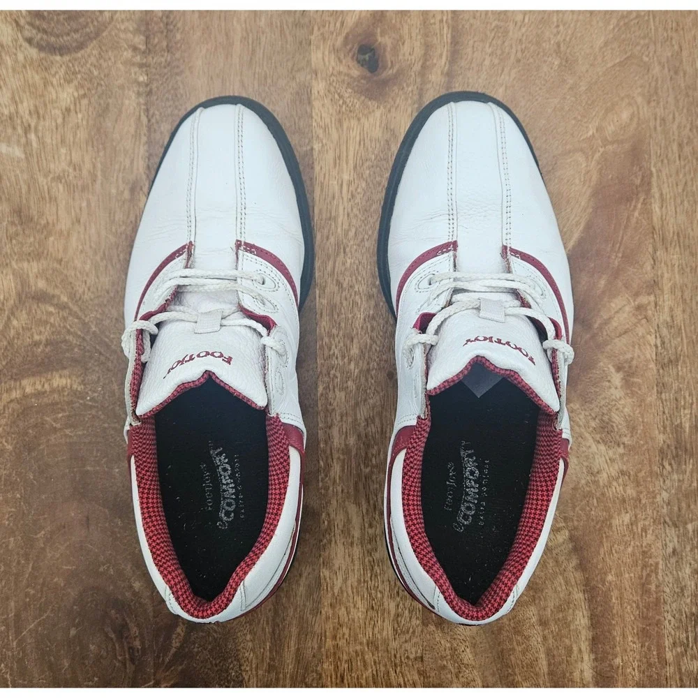 FootJoy Golf Shoes Womens 6.5 White Red Soft Cleats 98322 Sports